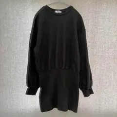 美品✦Una スウェットトレーナー M 黒ブラック ロング丈/ワンピース