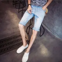 【激安】ダメージ加工　デニムショートパンツ　ヴィンテージ風　M　a283a