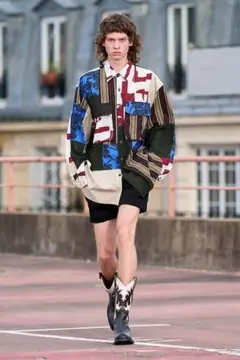 DRIES VAN NOTEN 23ss パッチワーク長袖シャツ 48のサムネイル