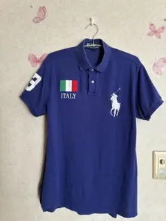 Ralph Lauren ネイビー ポロシャツ イタリア国旗刺繍