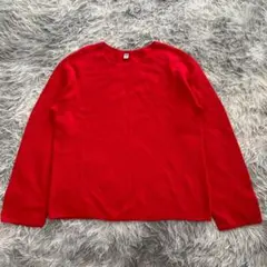 美品✨【UNIQLO】赤 長袖ニット セーター M 綿 カジュアル 派手
