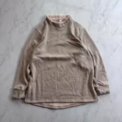 ルームウェア　ピンク系　裏起毛　ボーダー柄あったかトップス　Ｍ