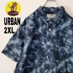 usa古着 URBAN　半袖ボタンシャツ2XL　ブラック　ダークブルーのサムネイル