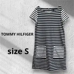 TOMMY HILFIGER 半袖ワンピース ボーダー 背面ジップ ロゴ Sのサムネイル