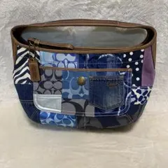 【美品　希少】COACH ワンショルダーバッグ　パッチワーク　デニム　ブルー系