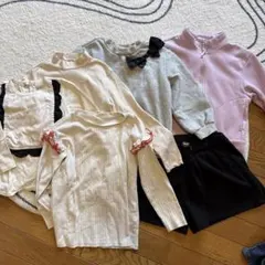 110 女の子　春秋　長袖カットソーセット 4点＋キュロット＋ノーフードパーカー
