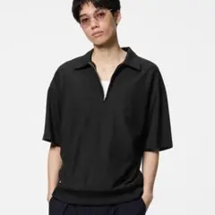 GU ジーユー ハーフジップスウェT ５部袖