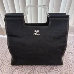 クレージュ ハンドバッグ フォーマル ゴールド金具 ロゴ総柄 レザー 