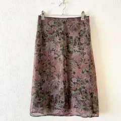 ☆【クーカイ】タイトスカート 花柄 シフォン サイドファスナー 裏地有 36