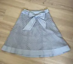 フレアスカート リボン付き ライトブルー