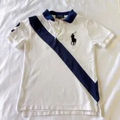 【POLO RALPH LAUREN】半袖ポロシャツ 4/100〜110 白×紺