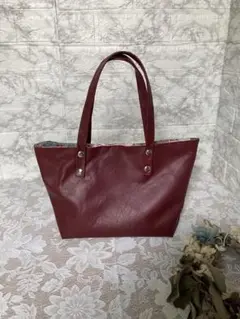 本革トートバッグエンジ色