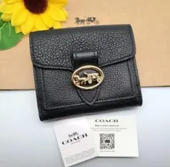COACH 折り財布 新品 ブラック 小銭入 お札入れ カードケース レディース