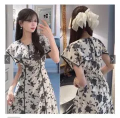 GRL ラッフルカラー花柄ワンピース