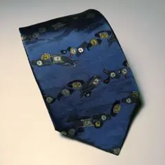 【銀座田屋】ブルー系 青系 時計柄 ウォッチ シルクネクタイ