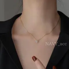 △【巾着付き】ジルコニア ネックレス 一粒石 ゴールド サージカルステンレス #