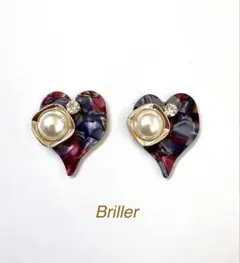 ハート型ビジューパールピアス
