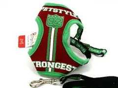 ハーネス リードセット M 赤 緑 犬用 小型犬 胴輪 スポーツ柄 散歩 ペット