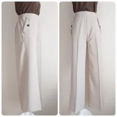 未使用 RHTPUワイドP92 グレージュ系 綺麗めパンツ センタープレス