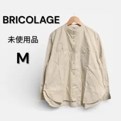 コットンシャツ バンドカラーシャツ M アイボリー 長袖 ナチュラル ゆったり