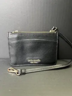 kate spade 黒 レザー スマホショルダーバッグ　室