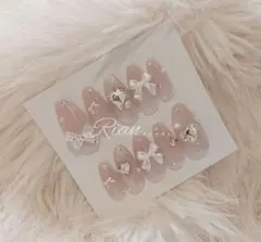 量産型 韓国 フレンチガーリー バレリーナ ワンホン ネイルチップ