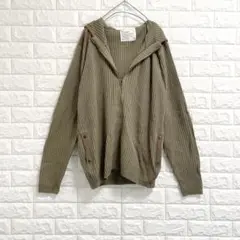 フェリッシモ ニット セーター ジップアップパーカー カーキ ゆるだぼ リブ編み
