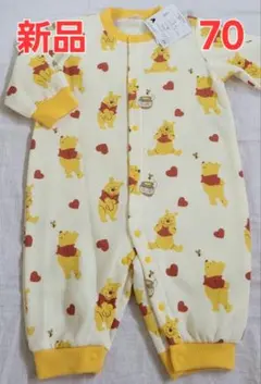 新品 70cm くまのプーさん ロンパース 長袖 裏起毛　秋冬　男の子　女の子のサムネイル
