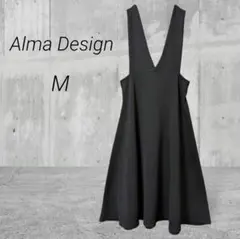アルマデザインAlma Design ジャンパースカート【M】ブラック Vネック