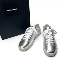 SAINT LAURENT レザースニーカー Andy シルバー 36 SAINT LAURENT レザースニーカー Andy シルバー 36 - メルカリ