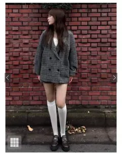 GRL チェック柄ダブルジャケット×ショートパンツセットアップ[ta194]