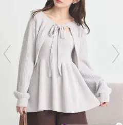 earth music＆ecology ショートボレロ+ペプラムニットキャミ