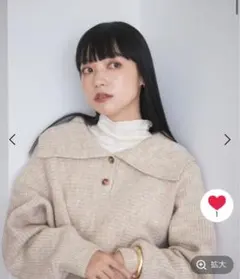 【LOWRYS FARM】ビッグカラーショートニットロングスリーブ（アイボリー）