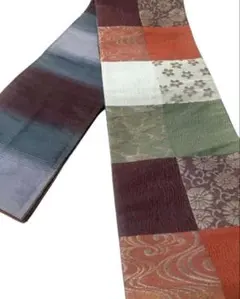 格子柄 織り出し リバーシブル 半幅帯