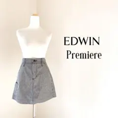 【美品】エドウィン ミニスカート 黒×白 ギンガムチェック 11ゴルフウェア