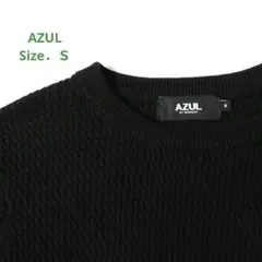 美品】アズールバイマウジー ワッフルニット セーター ブラック Sサイズ