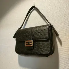 ロダニア　RODANIA　オーストリッチ　ハンドバッグ　ブラック