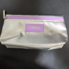 CLINIQUE コスメポーチ 小物入れ シルバー パープル メイクポーチ 新品