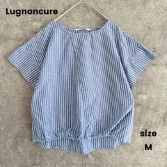Lugnoncure　ルノンキュール　半袖ブラウス　ゆるだぼ　綿混　ストライプ