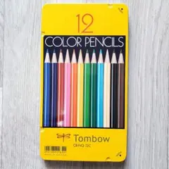 トンボ鉛筆 缶入色鉛筆 12色 NQ CB-NQ12C 中古