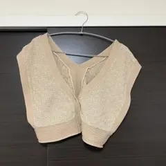 LOWRYSFARM ベージュ Vネック ニットベスト