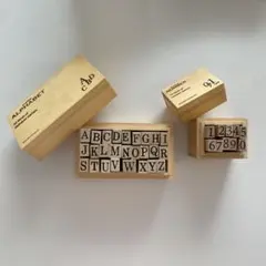 木製アルファベット数字スタンプセット