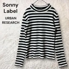 Sonny Label 長袖Tシャツ ボーダー モックネック リブニット 白黒
