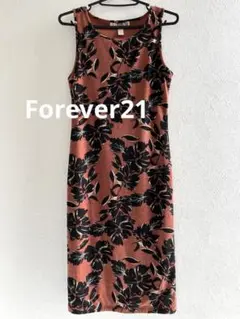 Forever21 / 花柄ブラウン タイトワンピース Sサイズ