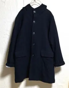 RINEN♡大人可愛いシンプルダークネイビー フード付きコート