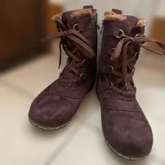 スノーブーツ　ダークブラウンファー付きスエードブーツ