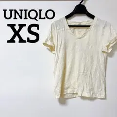 UNIQLO 【XS】クリーム色 Vネック Tシャツ レディース ホワイト