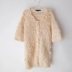 kariang アルパカ 混 アイボリー ループ シャギー ニット カーディガンのサムネイル