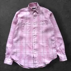【ポロラルフローレン】 リネン100% チェックシャツ ピンク Ｍ相当