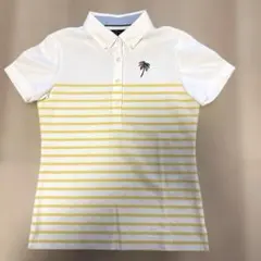 美品Callaway ポロシャツ ホワイト イエロー ボーダーS902番のサムネイル